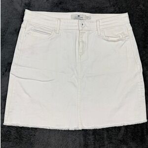 Vineyard Vines White Denim Skirt‎ Women's Size 10 Frayed Hem Casual